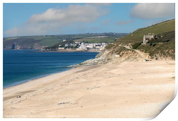 Loe Bar and the path to Porthleven, Cornwall Print by Brian Pierce
