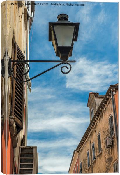 Street Lamp Rovinj Street Croatia Istria  Canvas Print by Nick Jenkins