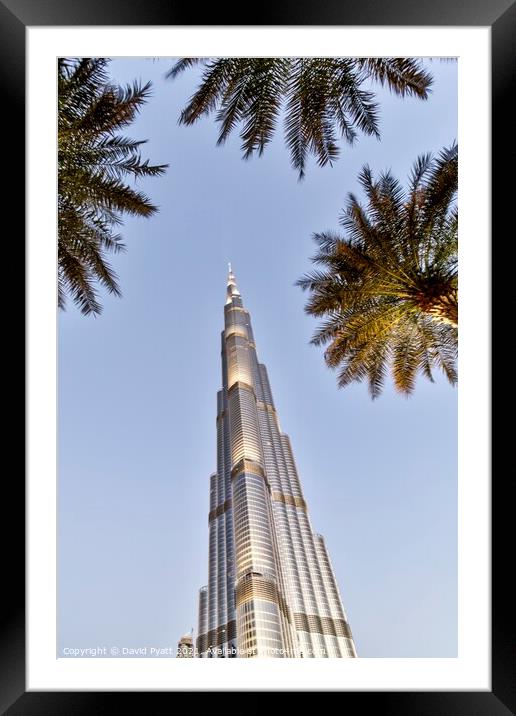 Burj Khalifa Palm Trees  Framed Mounted Print by David Pyatt