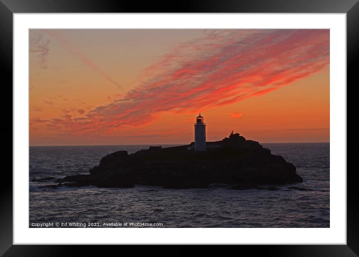 Godrevy glow Framed Mounted Print by Ed Whiting