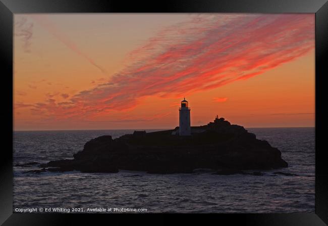 Godrevy glow Framed Print by Ed Whiting