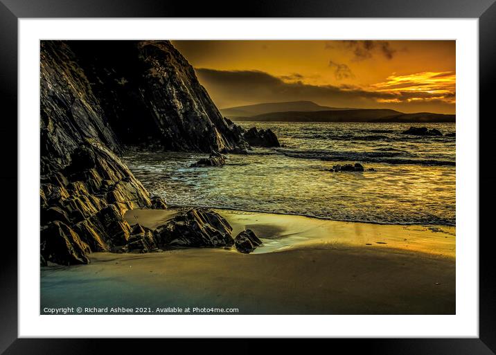 Sunset over St Ninian's Beach Shetland Framed Mounted Print by Richard Ashbee