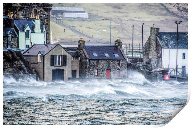 Stormy seas at Scalloway, Shetland Print by Richard Ashbee