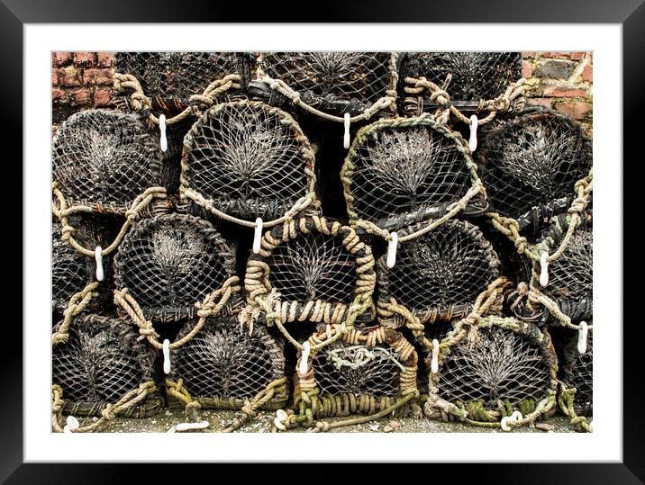 Lobster pots Porthgain Harbour Pembrokeshire Framed Mounted Print by Nick Jenkins
