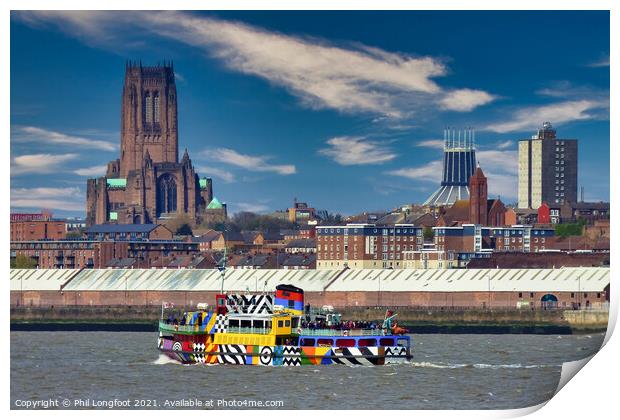 Two Liverpool Cathedrals.  Print by Phil Longfoot