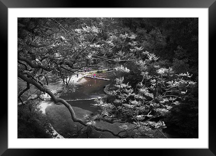 A view to Dovedale Stepping Stones Framed Mounted Print by Darren Burroughs