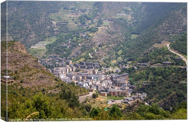 Andorra a view of the city from the top of a mountain  Canvas Print by Holly Burgess