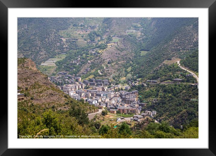 Andorra a view of the city from the top of a mountain  Framed Mounted Print by Holly Burgess