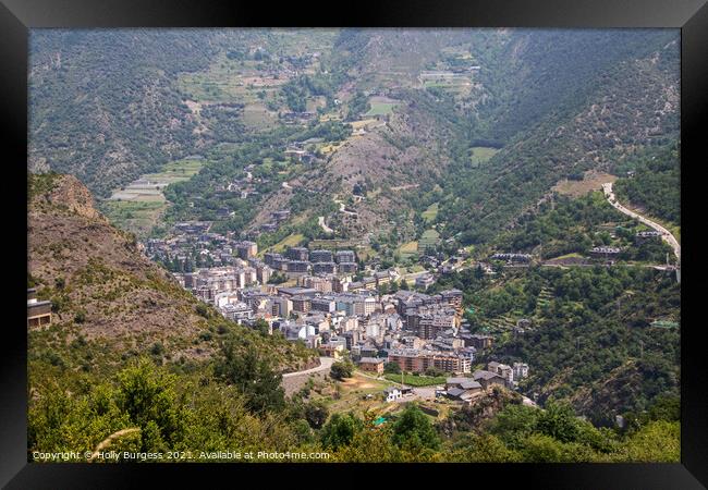 Andorra a view of the city from the top of a mountain  Framed Print by Holly Burgess