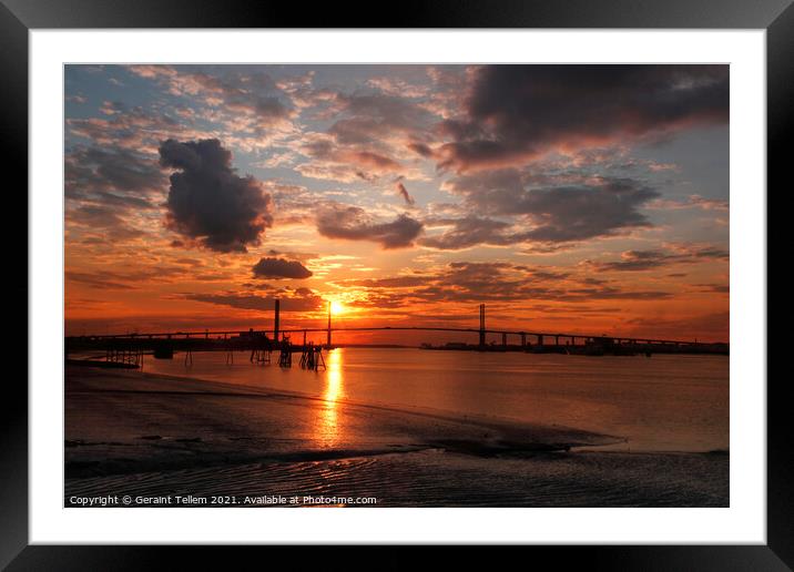 The QE11 Bridge (Dartford Crossing) and Thames estuary from Greenhithe, Kent, England, UK Framed Mounted Print by Geraint Tellem ARPS