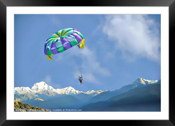 Flying in the Mountains Framed Mounted Print by Elaine Manley