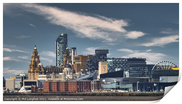 Liverpool Waterfront Cityscape Print by Phil Longfoot