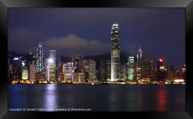 Hong Kong Island, Victoria Harbour waterfront including Two International Finance Centre Framed Print by Geraint Tellem ARPS