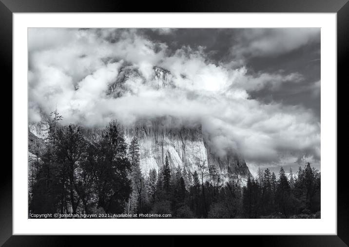 clouds cover el capitan Framed Mounted Print by jonathan nguyen