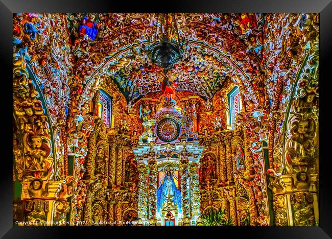 Colorful Church Santa Maria Tonantzinta Cholula Mexico Framed Print by William Perry