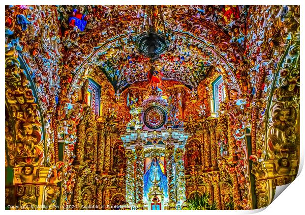Colorful Church Santa Maria Tonantzinta Cholula Mexico Print by William Perry