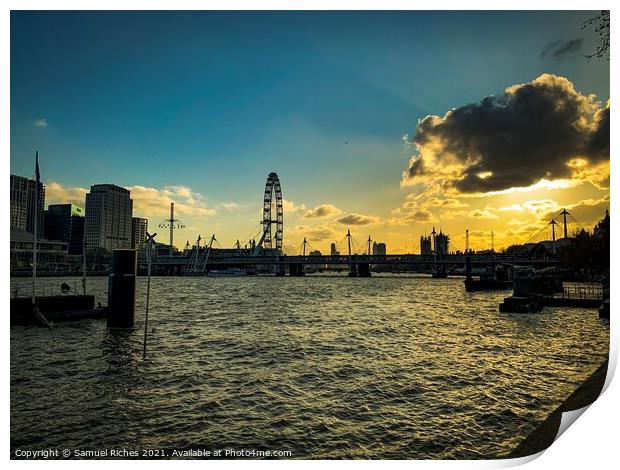London sunset Print by Samuel Riches