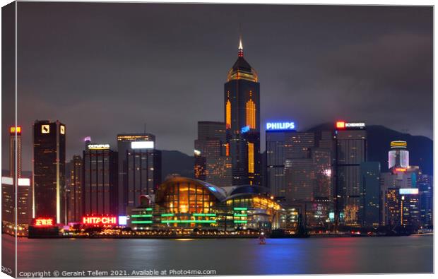 Hong Kong Island, Victoria Harbour waterfront including Hong Kong Convention Centre Canvas Print by Geraint Tellem ARPS