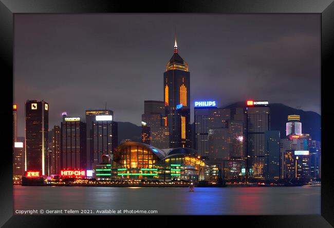 Hong Kong Island, Victoria Harbour waterfront including Hong Kong Convention Centre Framed Print by Geraint Tellem ARPS