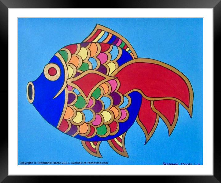 Rainbow Fish Framed Mounted Print by Stephanie Moore