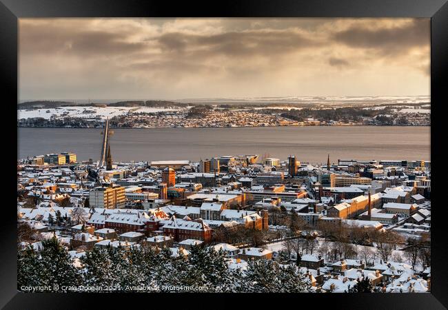 Snowy Dundee City Framed Print by Craig Doogan