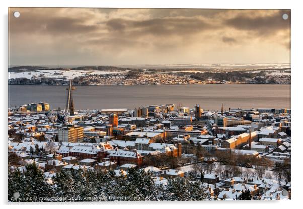 Snowy Dundee City Acrylic by Craig Doogan