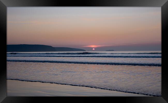 Broad Haven Beach Winter Sunset. Framed Print by Colin Allen