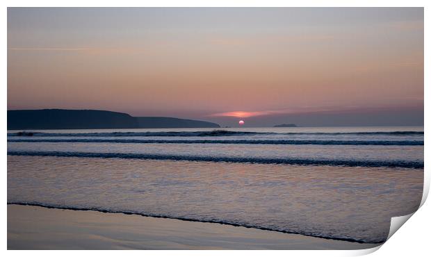 Broad Haven Beach Winter Sunset. Print by Colin Allen