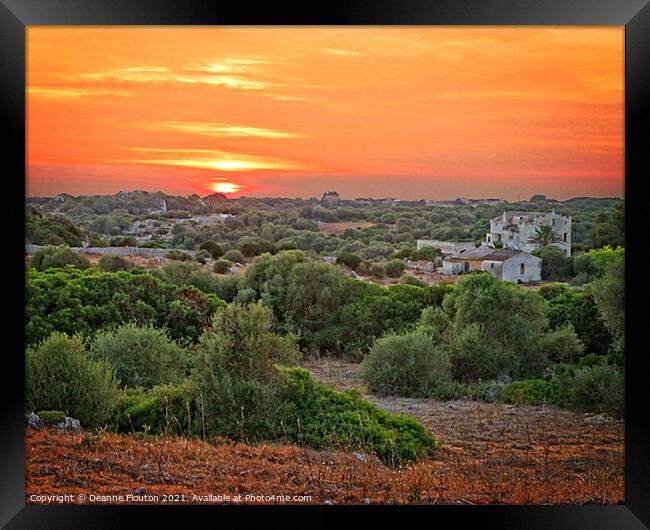 Menorca Sunset Landscape Framed Print by Deanne Flouton