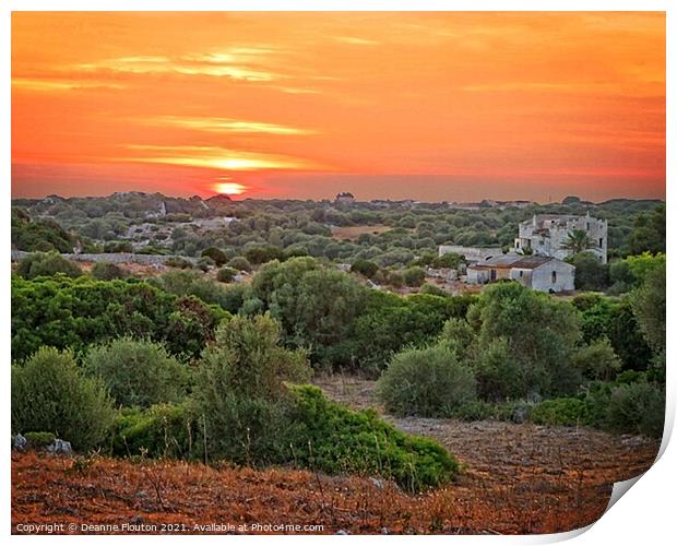 Menorca Sunset Landscape Print by Deanne Flouton