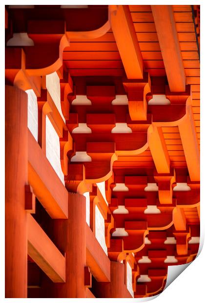 Traditional beams and joists of an old Buddhist temple at the Koyasan in Japan Print by Mirko Kuzmanovic