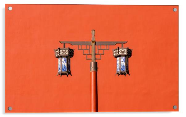 Old traditional porcelain lanterns in front of a red wall in Beijing, China Acrylic by Mirko Kuzmanovic