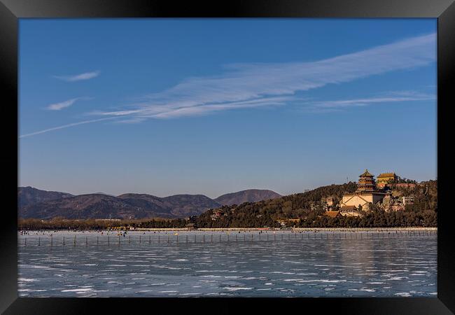 Summer palace in Beijing, China, during winter with frozen Kunming lake Framed Print by Mirko Kuzmanovic