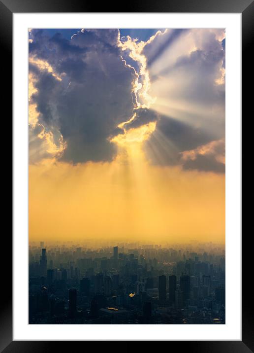 Cityscape of Shanghai megapolis in China Framed Mounted Print by Mirko Kuzmanovic