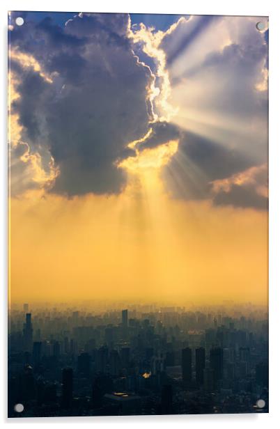Cityscape of Shanghai megapolis in China Acrylic by Mirko Kuzmanovic