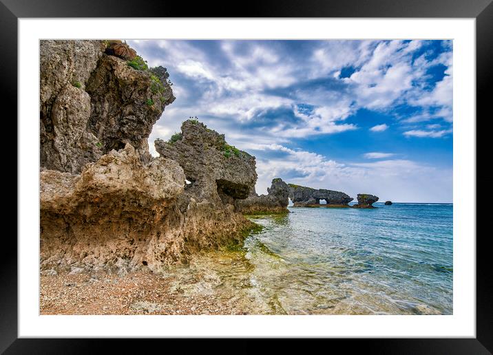 Beautiful coastline of Okinawa island in Japan Framed Mounted Print by Mirko Kuzmanovic