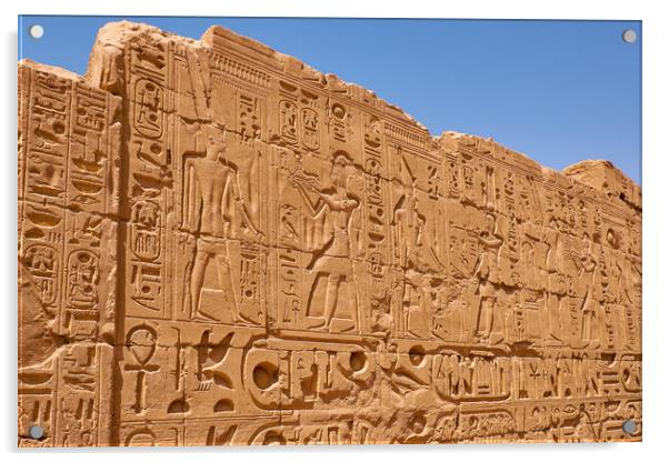 Relief details and Egyptian hieroglyphs at Karnak temple in Luxor, Egypt Acrylic by Mirko Kuzmanovic