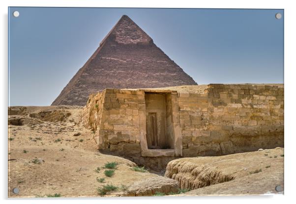 Ancient tomb and the Pyramid of Khafre (Pyramid of Chephren) in Cairo, Egypt Acrylic by Mirko Kuzmanovic