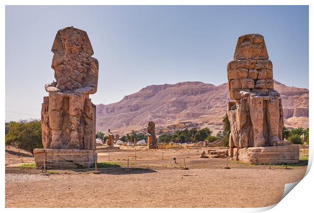 Colossi of Memnon, massive stone statues of the Pharaoh Amenhotep III in Luxor, Egypt. Print by Mirko Kuzmanovic
