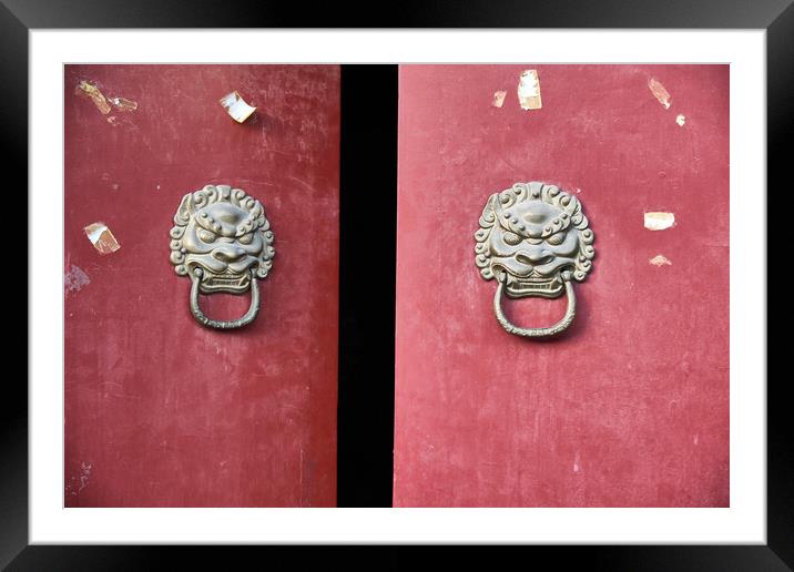 Chinese Lion head door knob knockers in Beijing Framed Mounted Print by Mirko Kuzmanovic