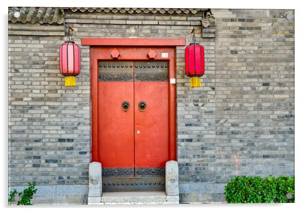 Traditional Hutong alley in Beijing, China, Vintage door with red lanterns Acrylic by Mirko Kuzmanovic