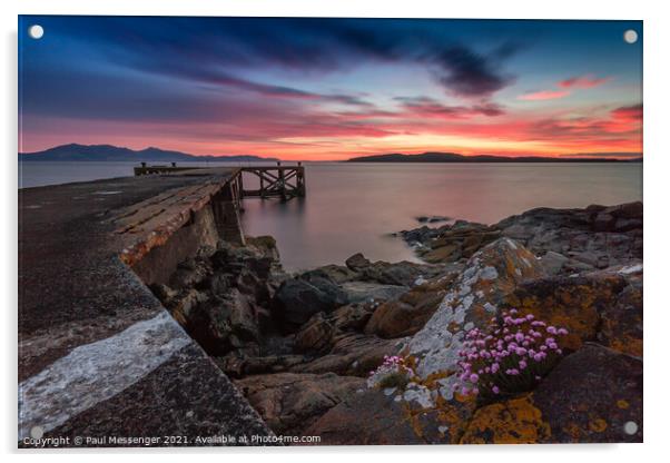Portencross sunset Ayrshire Scotland Acrylic by Paul Messenger