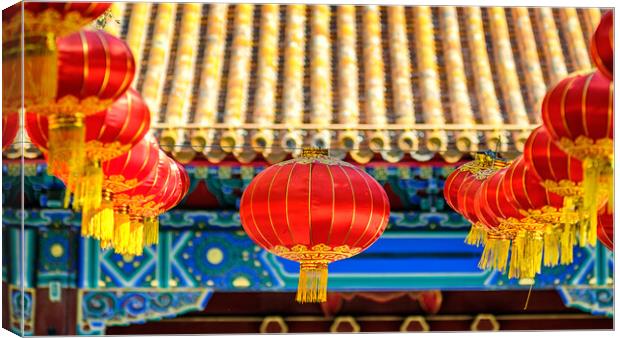 Red lanterns hanging in celebration of the National Day of China in Beijing Canvas Print by Mirko Kuzmanovic
