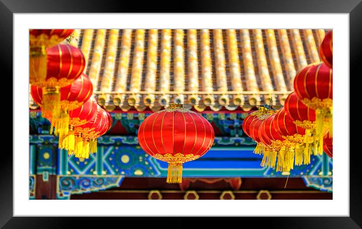 Red lanterns hanging in celebration of the National Day of China in Beijing Framed Mounted Print by Mirko Kuzmanovic