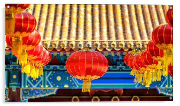 Red lanterns hanging in celebration of the National Day of China in Beijing Acrylic by Mirko Kuzmanovic