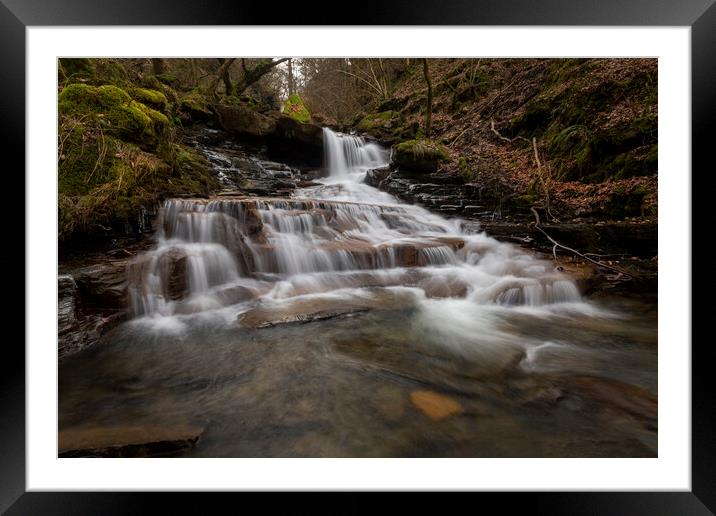 Melincourt Brook waterfall Framed Mounted Print by Leighton Collins