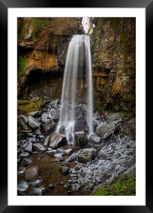 Winter at Melincourt waterfall Framed Mounted Print by Leighton Collins