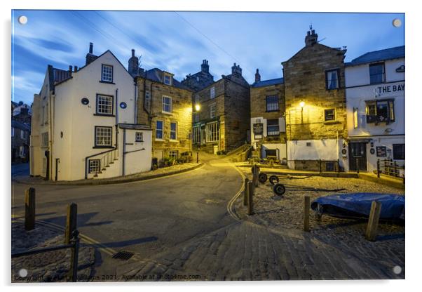 Late evening Robin Hoods Bay, North Yorkshire Coast Acrylic by Martin Williams