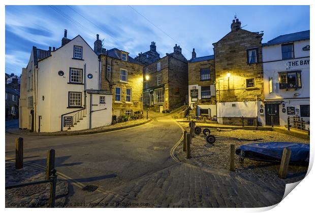 Late evening Robin Hoods Bay, North Yorkshire Coast Print by Martin Williams