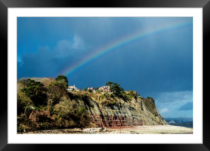 Cliffs and Rainbow Penarth Beach South Wales Framed Mounted Print by Nick Jenkins
